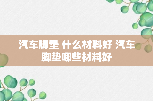 汽车脚垫 什么材料好 汽车脚垫哪些材料好