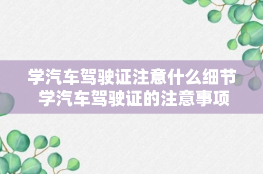 学汽车驾驶证注意什么细节 学汽车驾驶证的注意事项