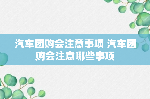 汽车团购会注意事项 汽车团购会注意哪些事项