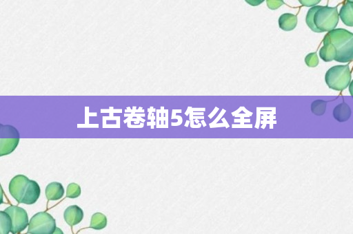 上古卷轴5怎么全屏