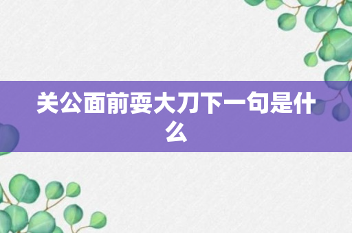 关公面前耍大刀下一句是什么