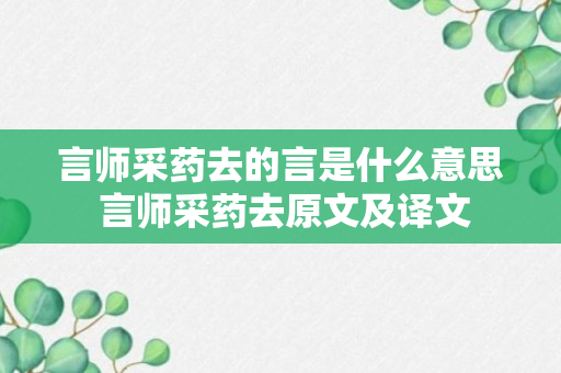 言师采药去的言是什么意思 言师采药去原文及译文