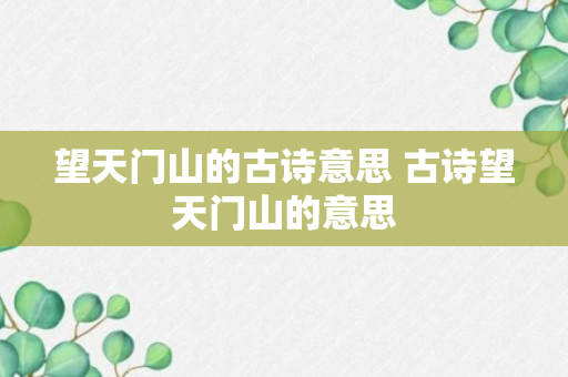 望天门山的古诗意思 古诗望天门山的意思