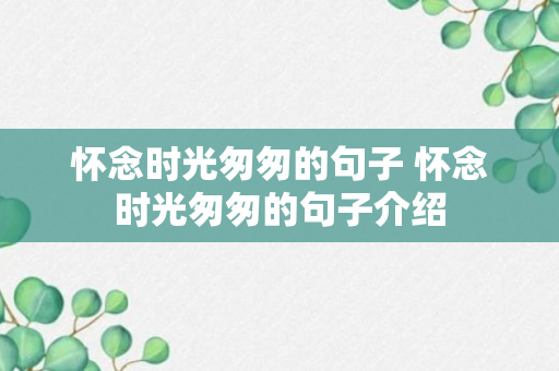 怀念时光匆匆的句子 怀念时光匆匆的句子介绍