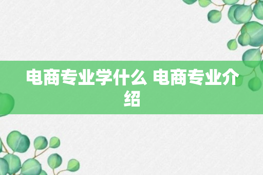 电商专业学什么 电商专业介绍