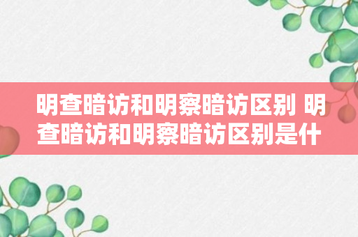 明查暗访和明察暗访区别 明查暗访和明察暗访区别是什么