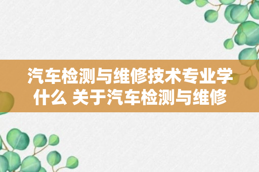 汽车检测与维修技术专业学什么 关于汽车检测与维修技术专业介绍