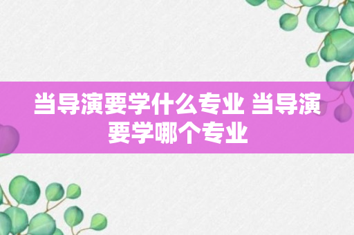 当导演要学什么专业 当导演要学哪个专业