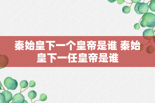 秦始皇下一个皇帝是谁 秦始皇下一任皇帝是谁