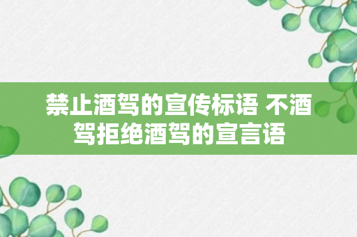 禁止酒驾的宣传标语 不酒驾拒绝酒驾的宣言语