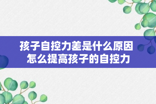 孩子自控力差是什么原因 怎么提高孩子的自控力