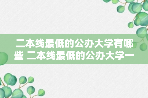 二本线最低的公办大学有哪些 二本线最低的公办大学一览