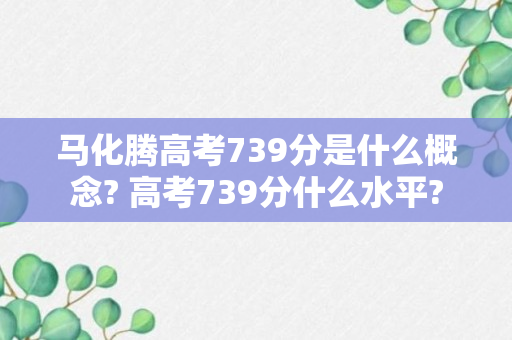 马化腾高考739分是什么概念? 高考739分什么水平?