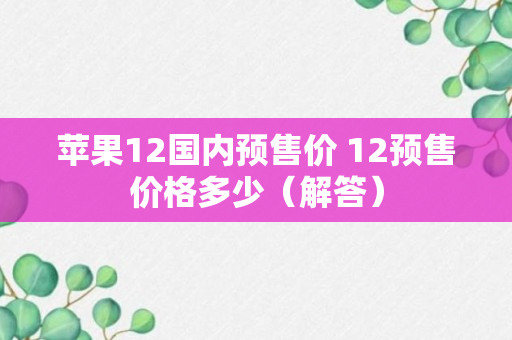 苹果12国内预售价 12预售价格多少（解答）