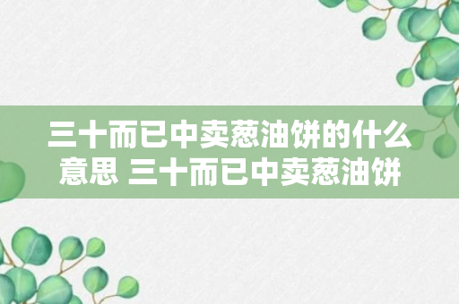 三十而已中卖葱油饼的什么意思 三十而已中卖葱油饼的意思是什么