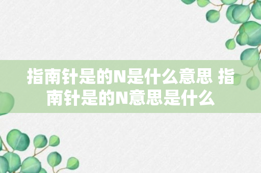 指南针是的N是什么意思 指南针是的N意思是什么