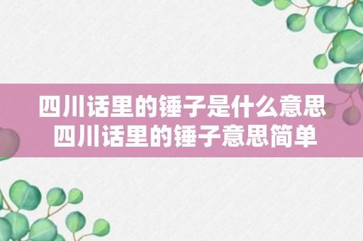 四川话里的锤子是什么意思 四川话里的锤子意思简单介绍