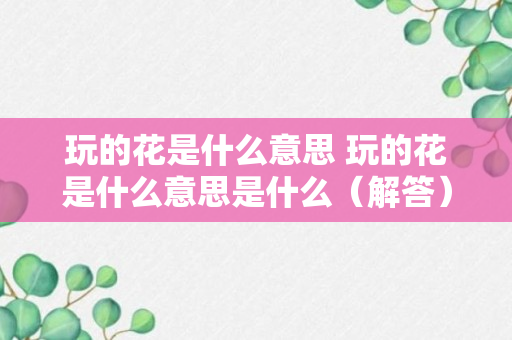 玩的花是什么意思 玩的花是什么意思是什么（解答）