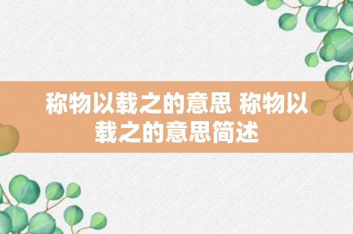 称物以载之的意思 称物以载之的意思简述