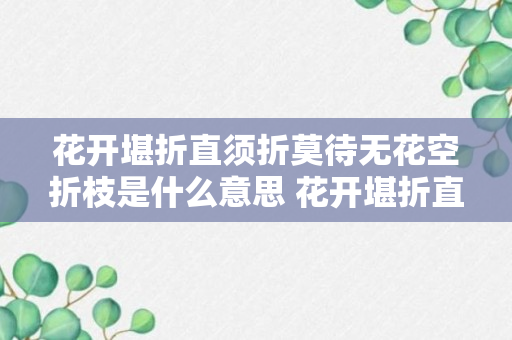 花开堪折直须折莫待无花空折枝是什么意思 花开堪折直须折莫待无花空折枝的意思