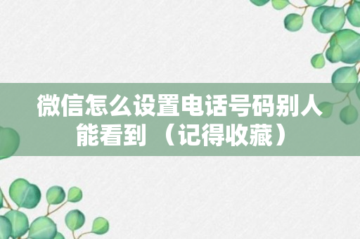 微信怎么设置电话号码别人能看到 （记得收藏）