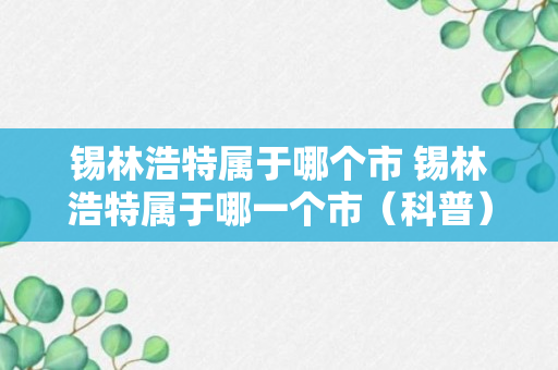 锡林浩特属于哪个市 锡林浩特属于哪一个市（科普）