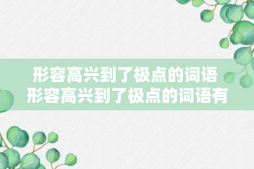 形容高兴到了极点的词语 形容高兴到了极点的词语有哪些（干货）