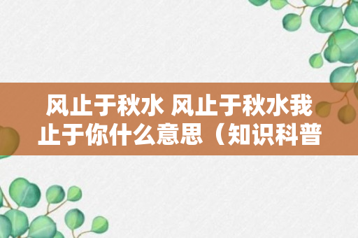 风止于秋水 风止于秋水我止于你什么意思（知识科普）