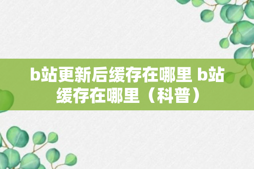 b站更新后缓存在哪里 b站缓存在哪里（科普）