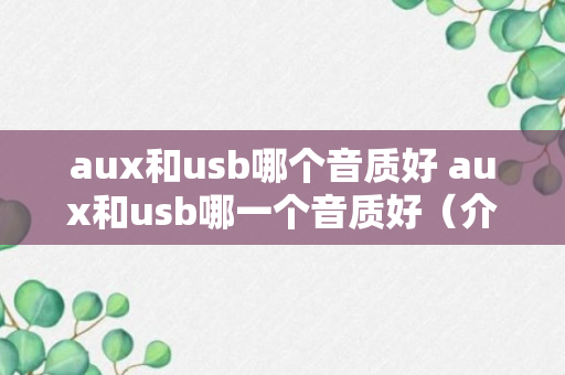 aux和usb哪个音质好 aux和usb哪一个音质好（介绍）