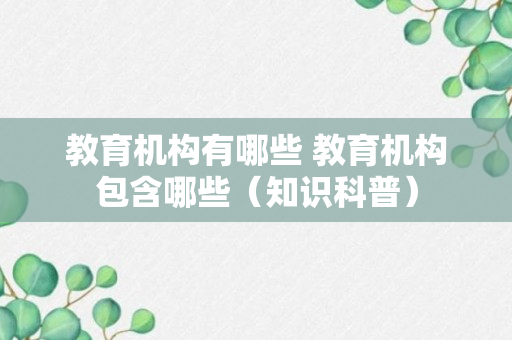 教育机构有哪些 教育机构包含哪些（知识科普）