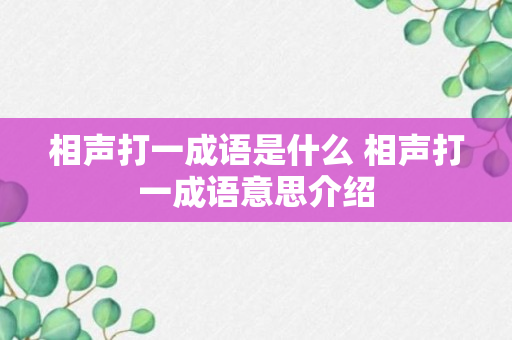 相声打一成语是什么 相声打一成语意思介绍