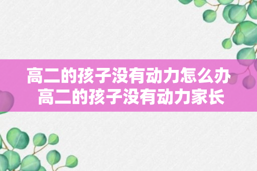 高二的孩子没有动力怎么办 高二的孩子没有动力家长怎么解决