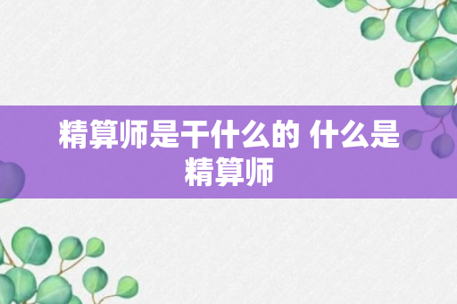 精算师是干什么的 什么是精算师