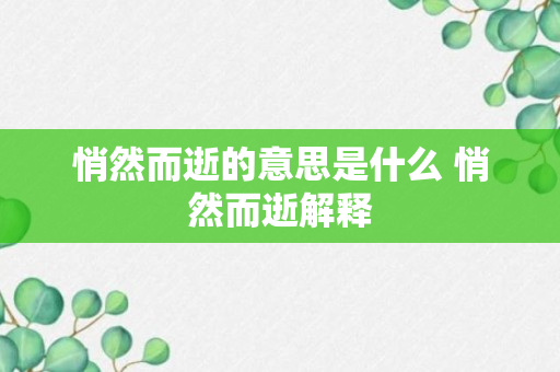 悄然而逝的意思是什么 悄然而逝解释