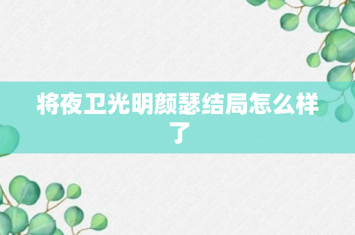 将夜卫光明颜瑟结局怎么样了