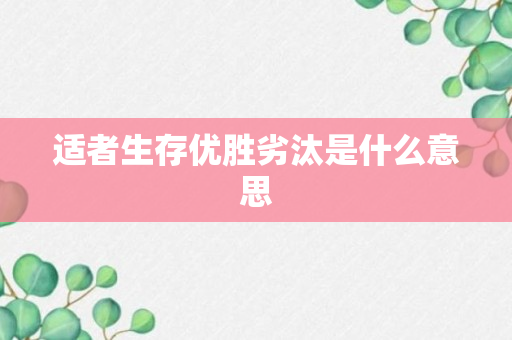 适者生存优胜劣汰是什么意思