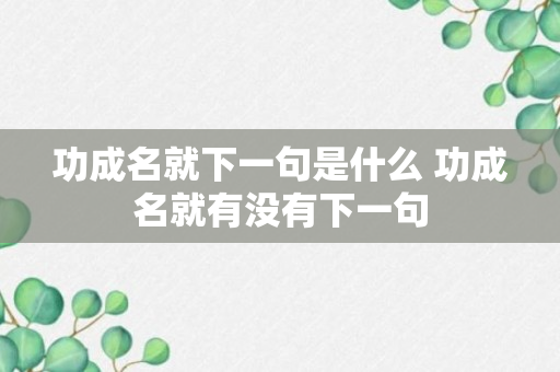 功成名就下一句是什么 功成名就有没有下一句