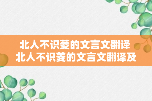 北人不识菱的文言文翻译 北人不识菱的文言文翻译及原文