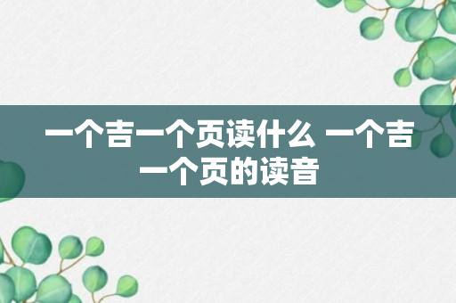 一个吉一个页读什么 一个吉一个页的读音