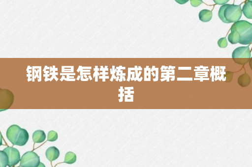 钢铁是怎样炼成的第二章概括