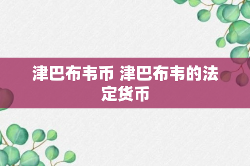 津巴布韦币 津巴布韦的法定货币