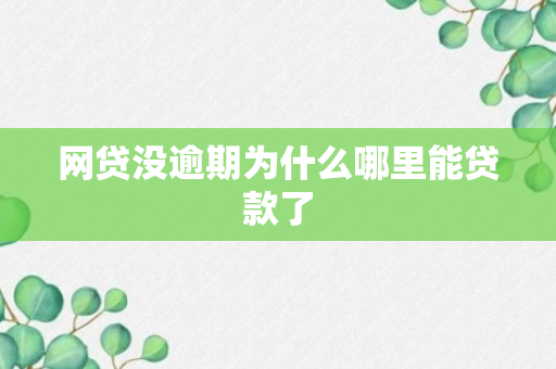 网贷没逾期为什么哪里能贷款了