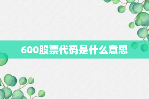 600股票代码是什么意思