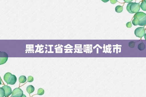 黑龙江省会是哪个城市