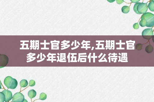 五期士官多少年,五期士官多少年退伍后什么待遇