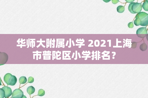 华师大附属小学 2021上海市普陀区小学排名？