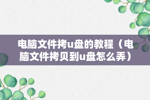 电脑文件拷u盘的教程（电脑文件拷贝到u盘怎么弄）