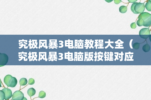 究极风暴3电脑教程大全（究极风暴3电脑版按键对应）