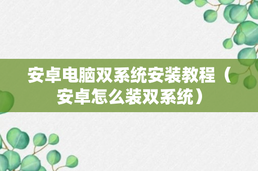 安卓电脑双系统安装教程（安卓怎么装双系统）